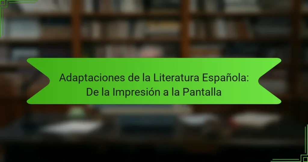 Adaptaciones de la Literatura Española: De la Impresión a la Pantalla