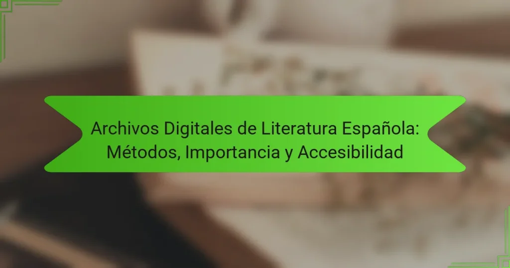 Archivos Digitales de Literatura Española: Métodos, Importancia y Accesibilidad