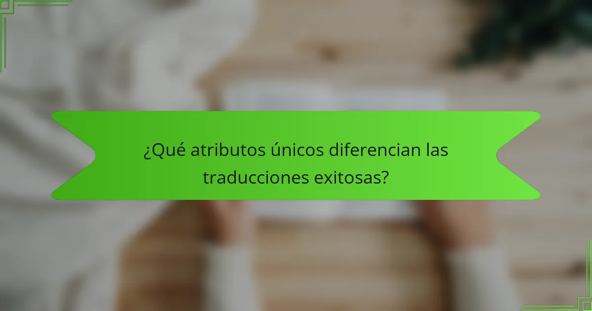 ¿Qué atributos únicos diferencian las traducciones exitosas?